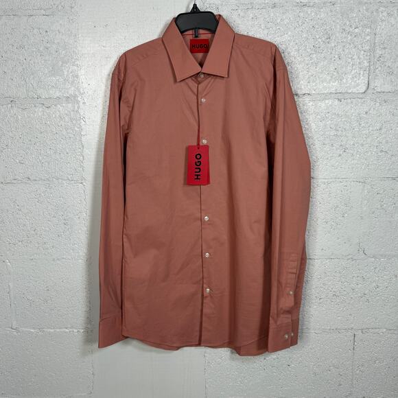 Hugo Boss Men's Kenno Slim Solid Dress Shirt Light Pastel 15 32/33 $118 - Picture 3 of 10